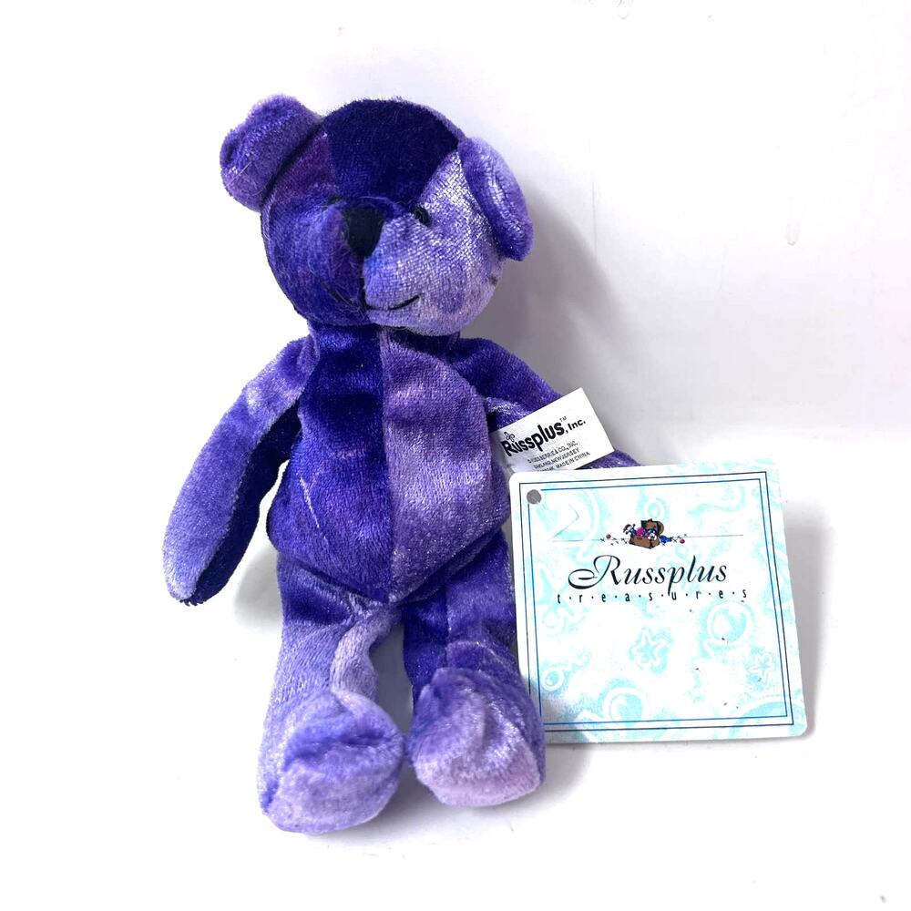 Russplus Treasures Purple Teddy Bear Plush 6.5" Beanie Sensory‎ Toy with Tags